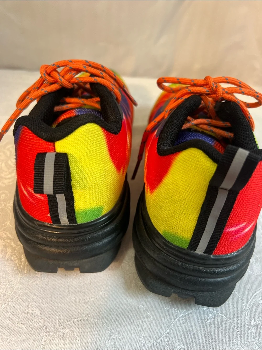 Kricely Men’s Sneakers Running Walking Hiking Shoes Tie Dye Lace Up US 7